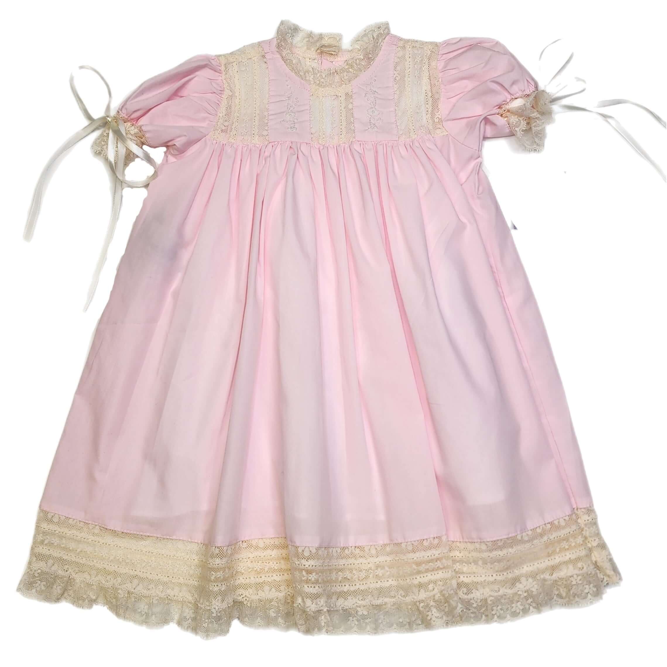 Phoenix & Ren Pink Sarabeth Dress with Ecru Lace - Born Childrens Boutique