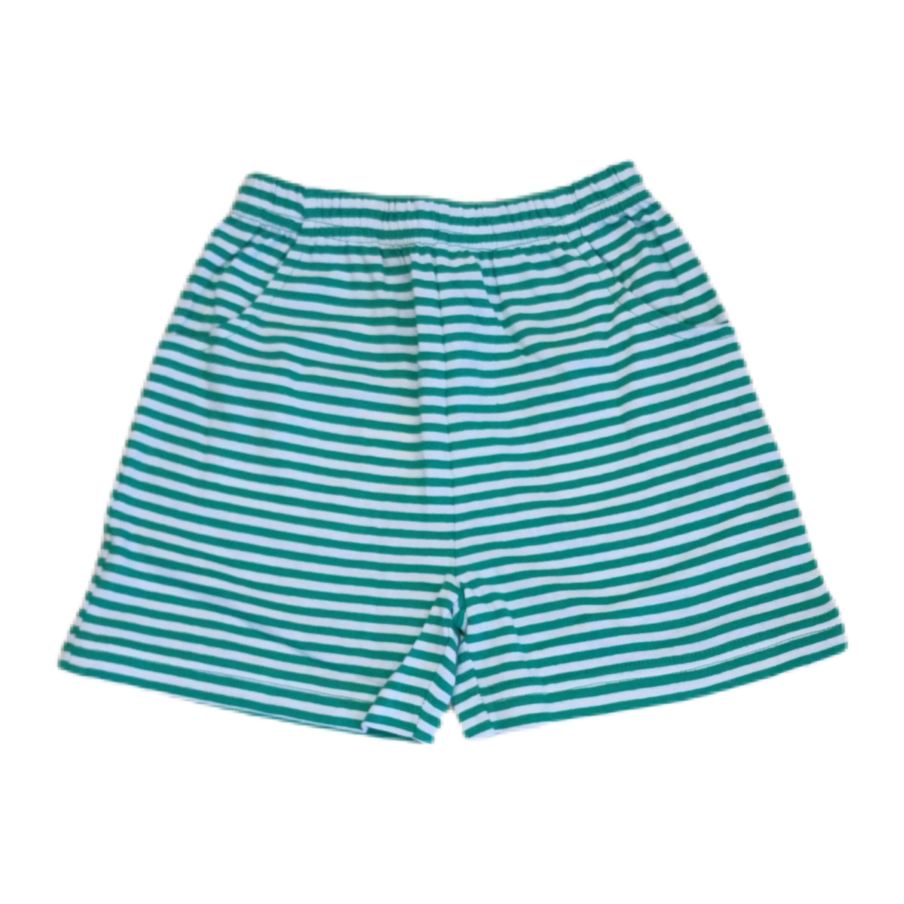 Kelly Green Stripe Front Pocket Shorts - Born Childrens Boutique