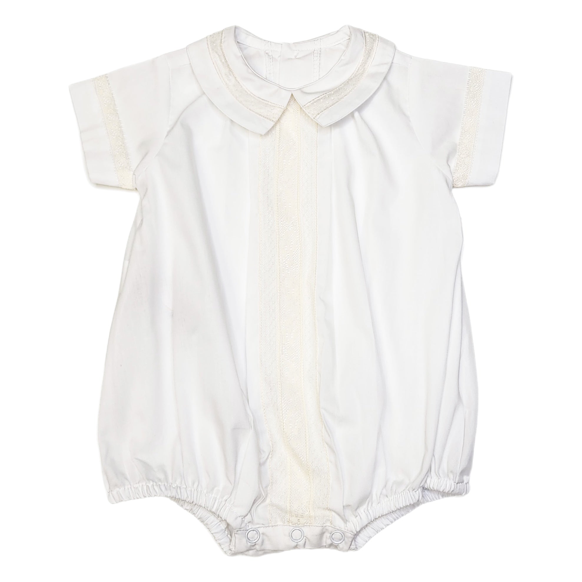 Phoenix & Ren White Andie Boy Bubble with Ecru Lace - Born Childrens Boutique