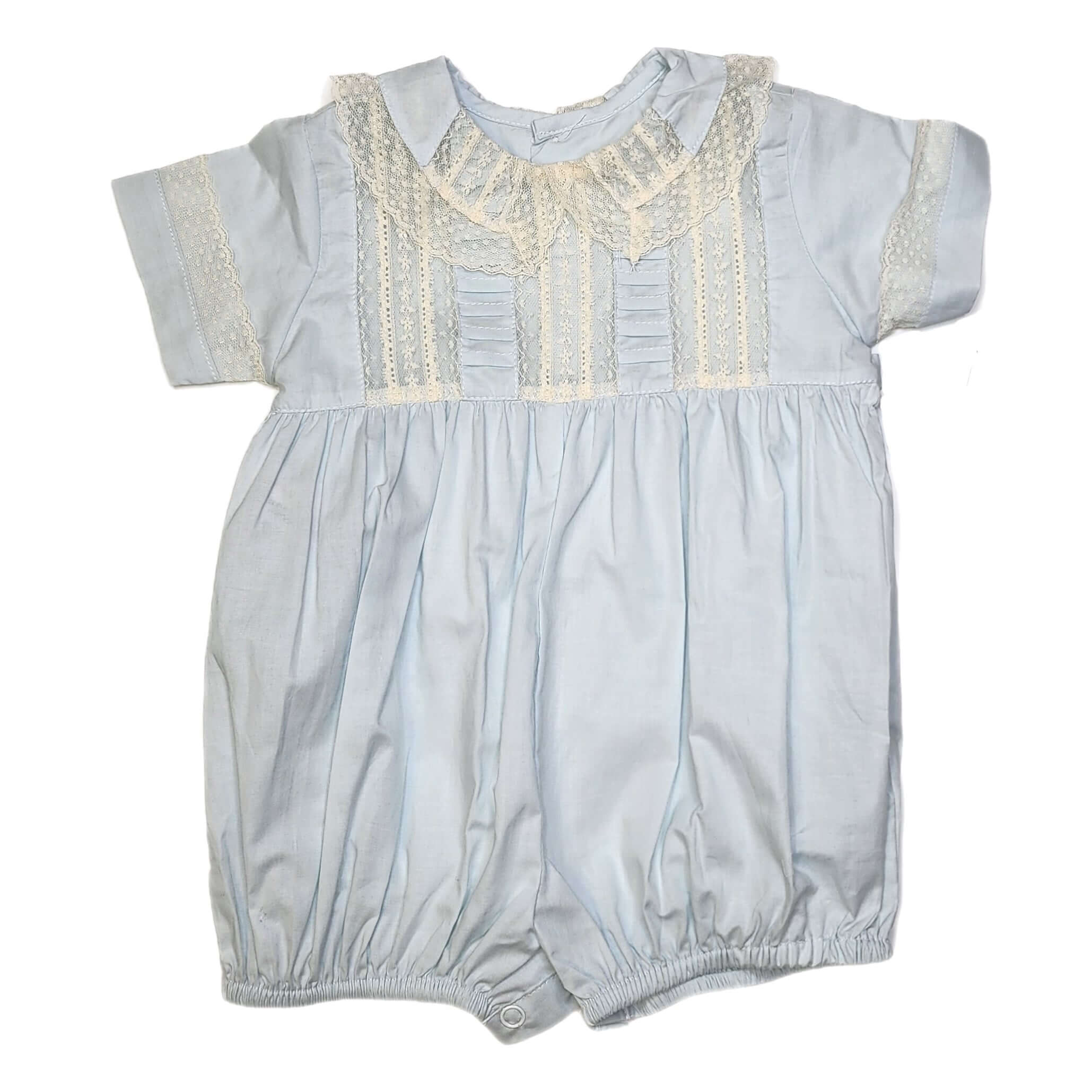 Phoenix & Ren Blue Rowan Boy Bubble with Ecru Lace - Born Childrens Boutique