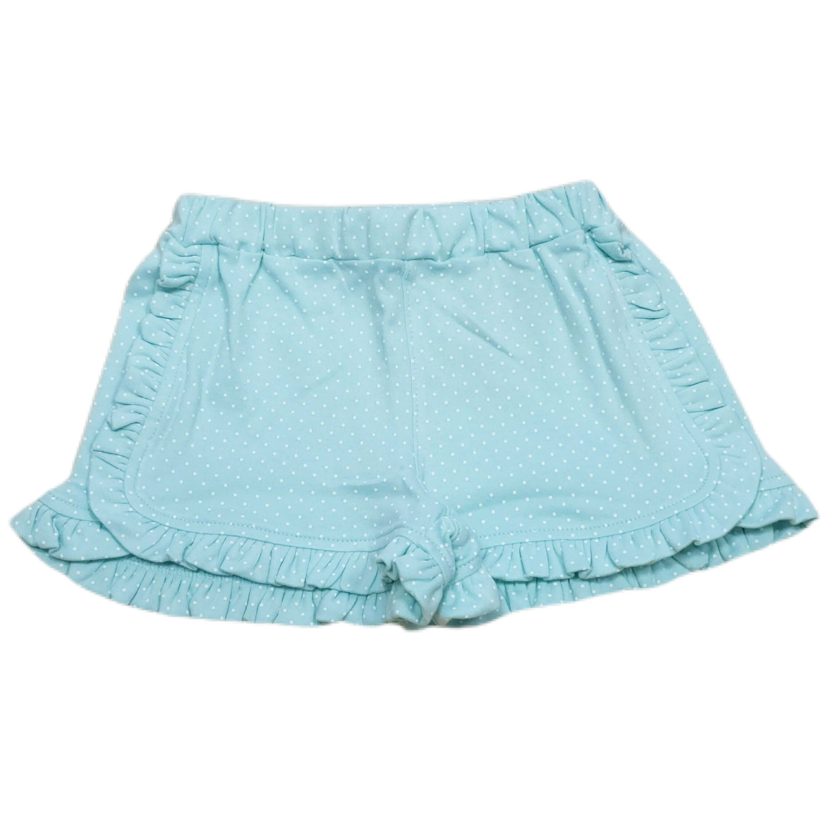 Girl Short Round Trim Lt.Jade Polka Dot - Born Childrens Boutique