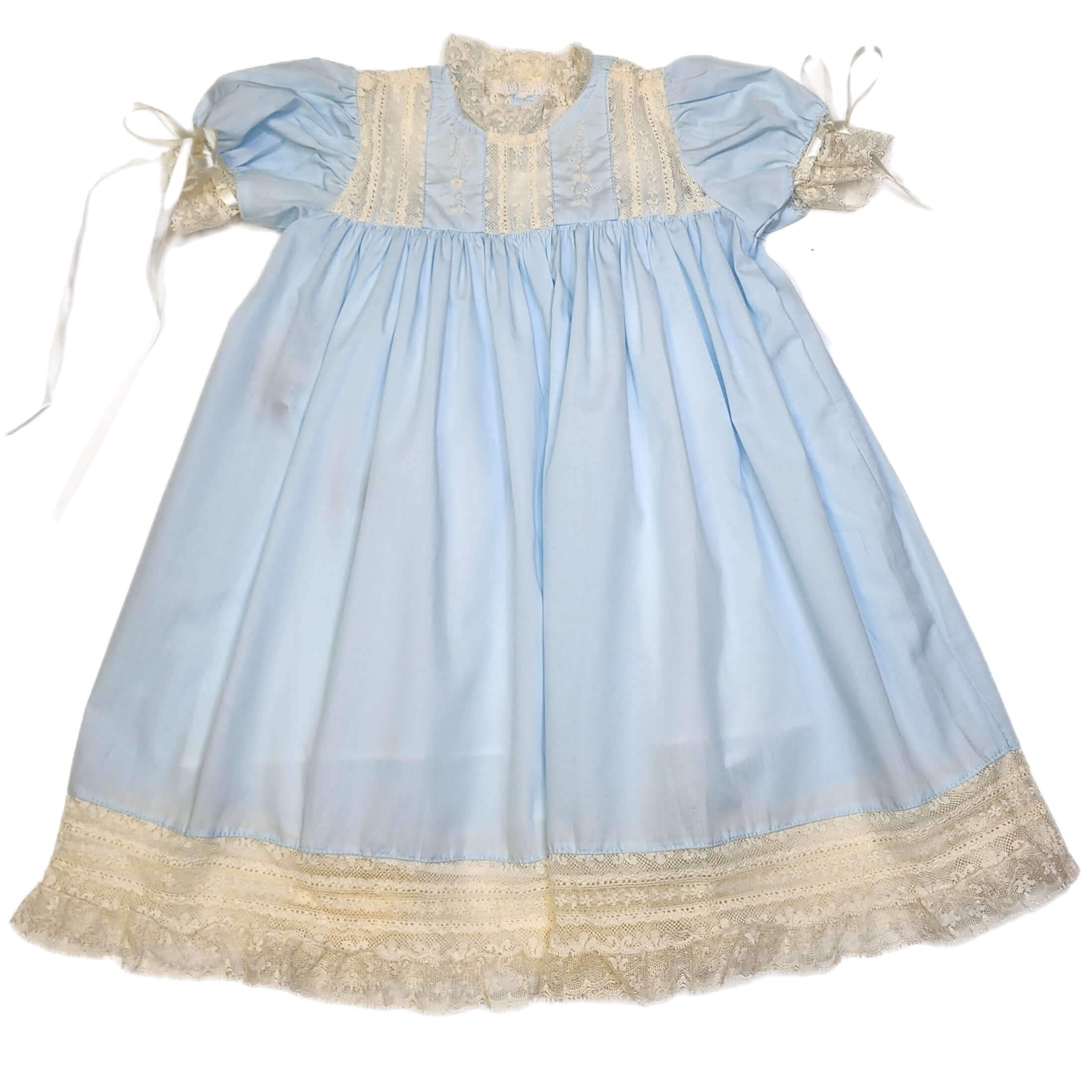 Phoenix & Ren Blue Sarabeth Dress with Ecru Lace - Born Childrens Boutique