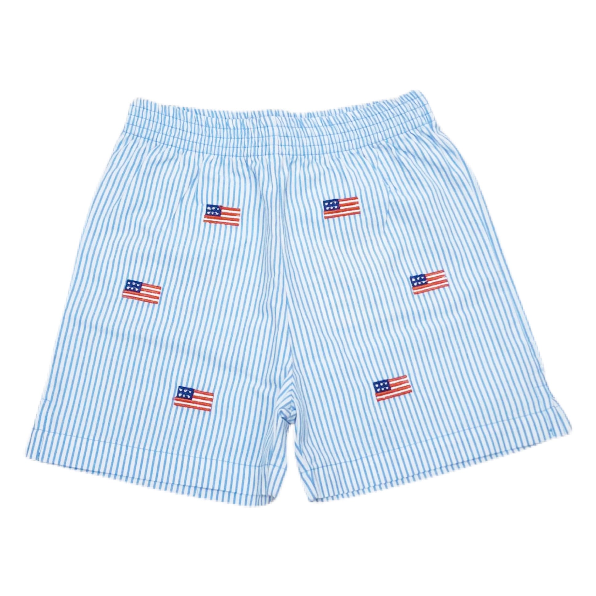 Boy American Flag Chambray Short - Born Childrens Boutique