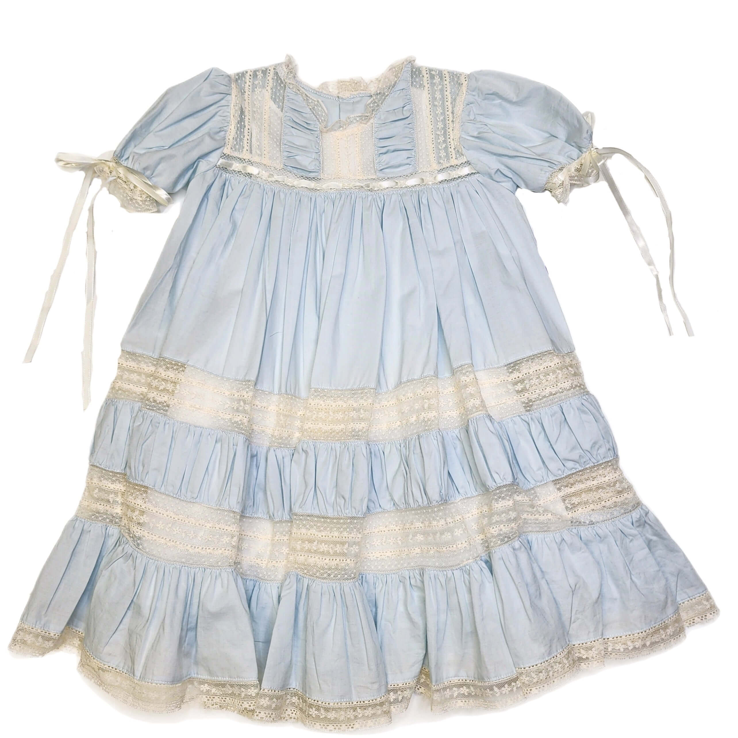 Phoenix & Ren Blue Mary Claire Dress with Ecru Lace - Born Childrens Boutique