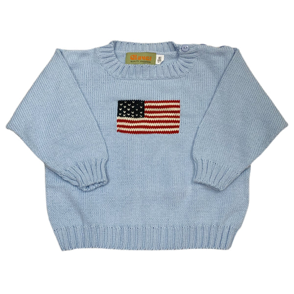 American Flag Sky Blue Sweater - Born Childrens Boutique