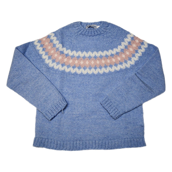 Fair Isle Light Blue/Ivory/Pink Sweater - Born Childrens Boutique