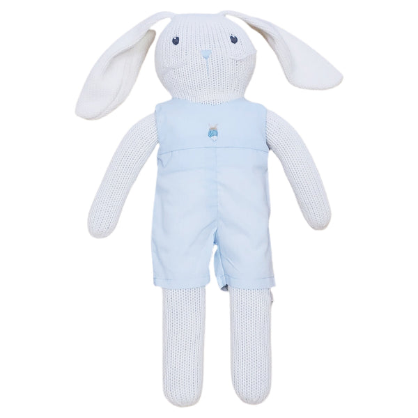 Bunny w/ Solid Blue Embroidered Romper - Born Childrens Boutique