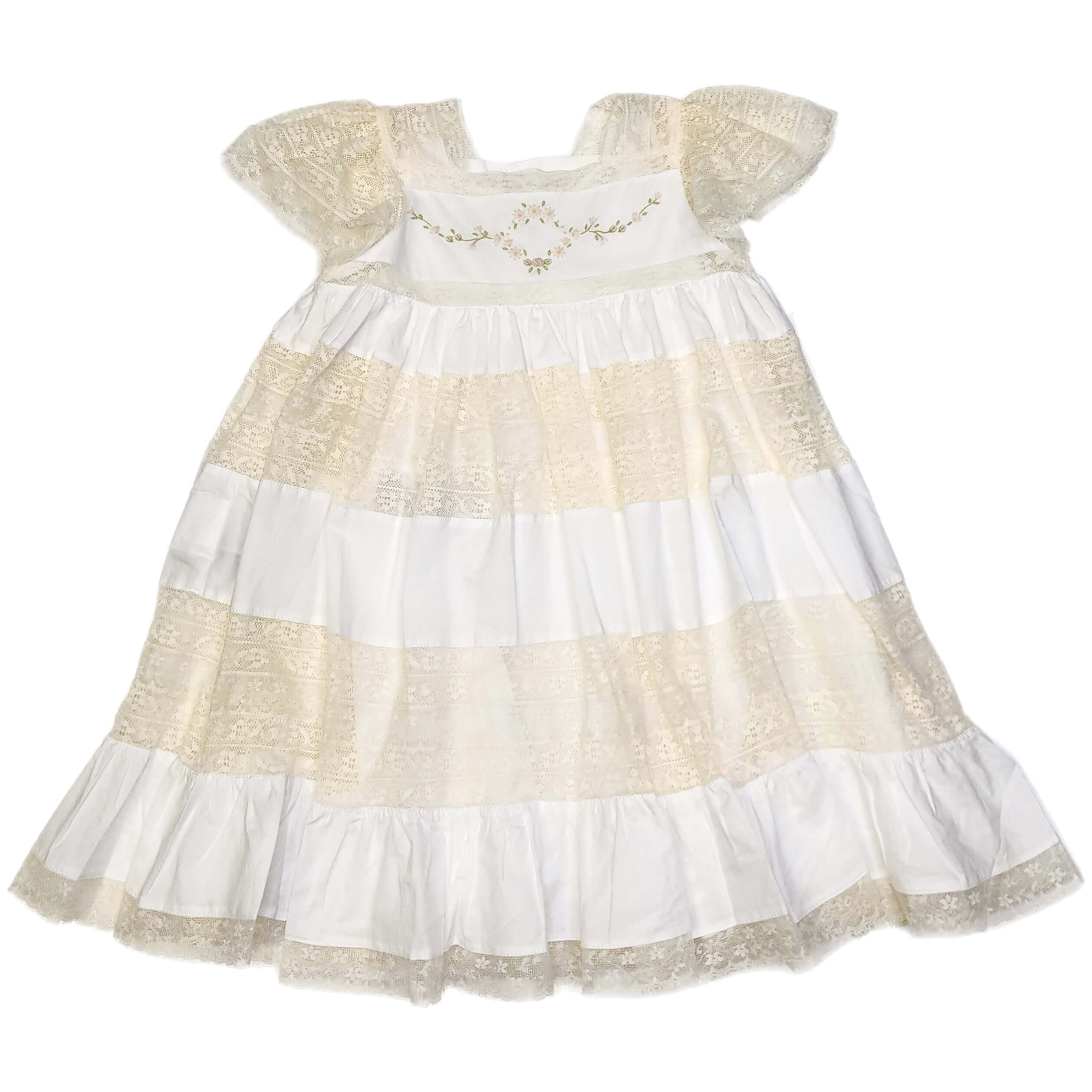 Phoenix & Ren White Mary Frances Dress with Ecru Lace - Born Childrens Boutique