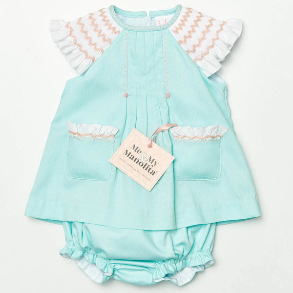 Pre-Order Emi Mint Girl Bloomer Set - Born Childrens Boutique