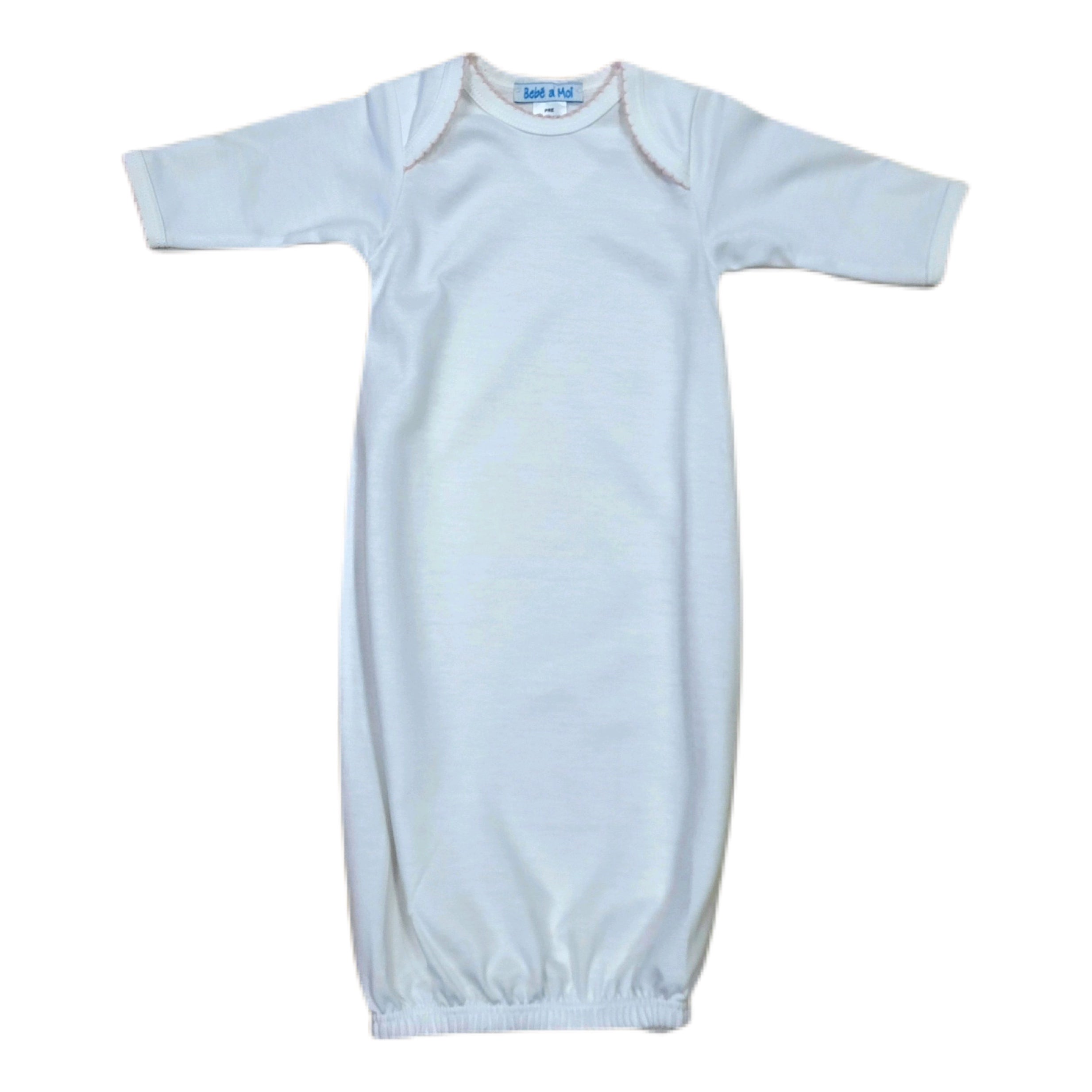 White/Pink Picot Gown - Born Childrens Boutique