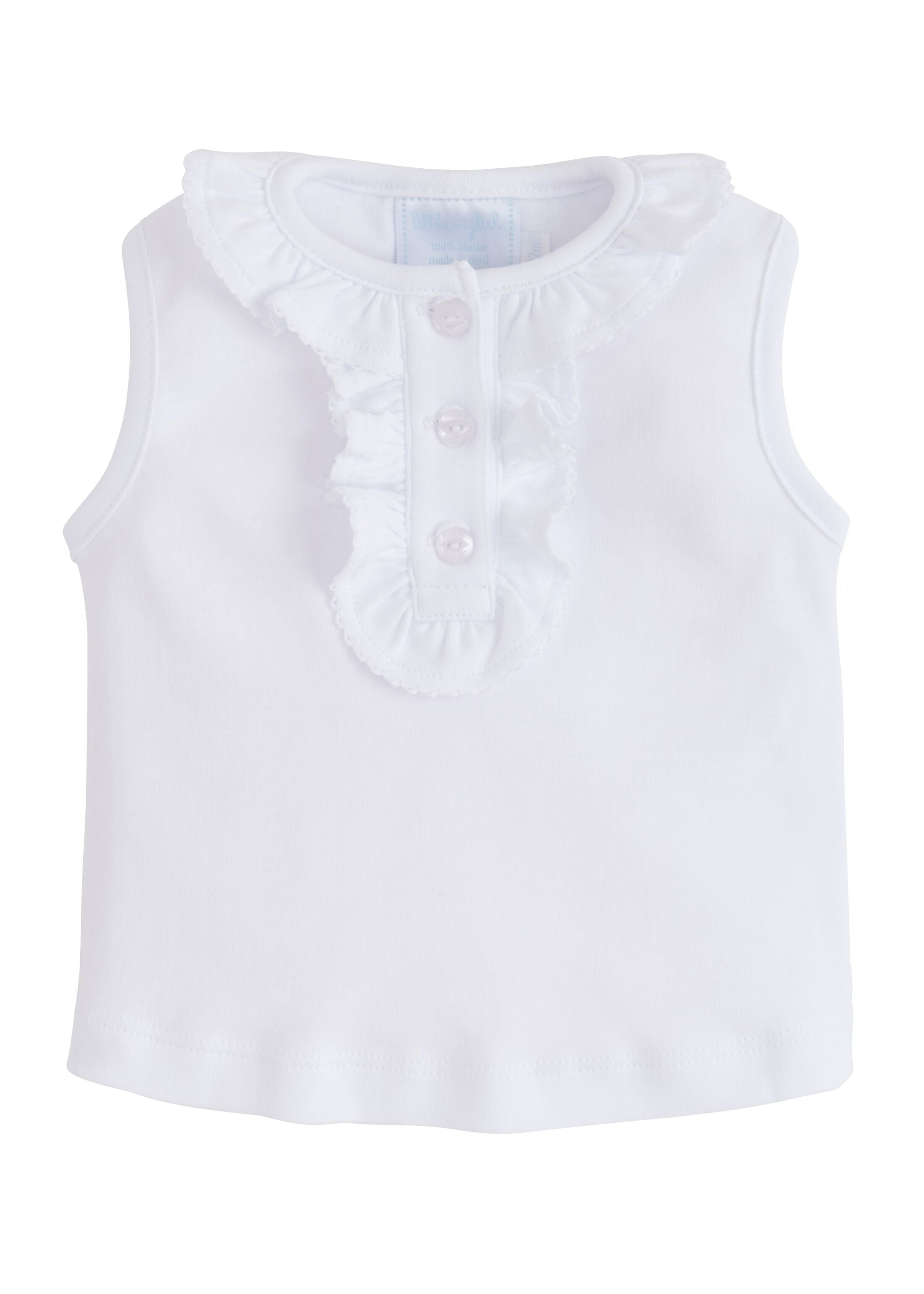 Little English Ruffled Henley - White - Born Childrens Boutique