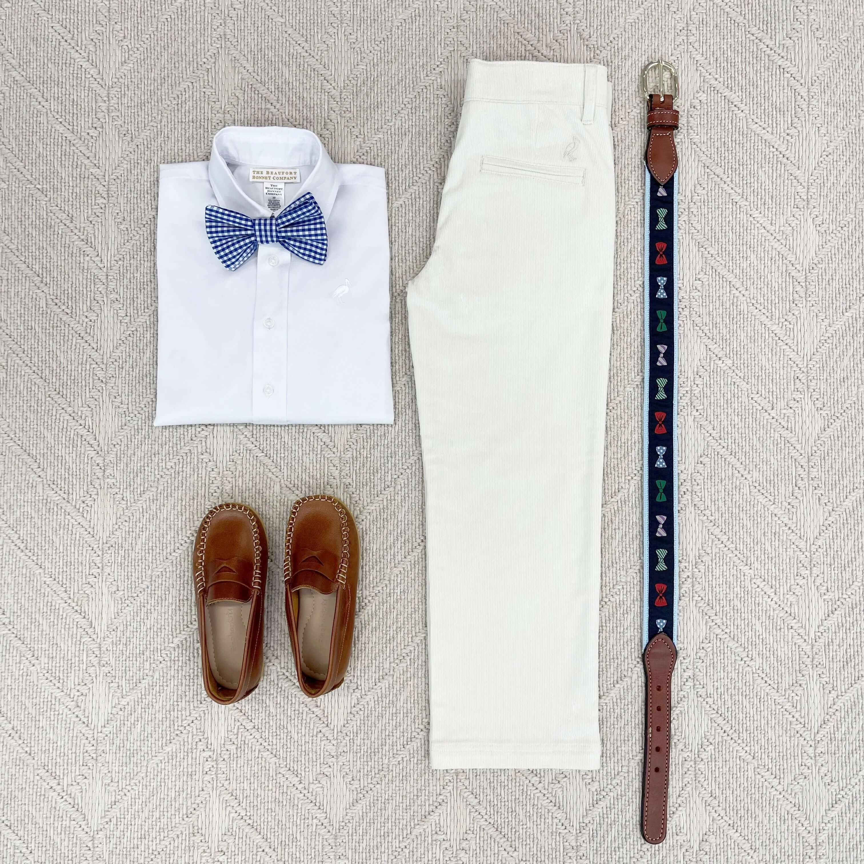 Dean's List Dress Shirt (Oxford) Worth Avenue White With Worth Avenue White Stork - Born Childrens Boutique