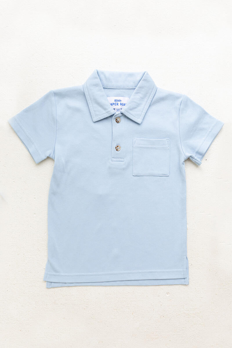 Short Sleeve Polo - Light Blue - Born Childrens Boutique