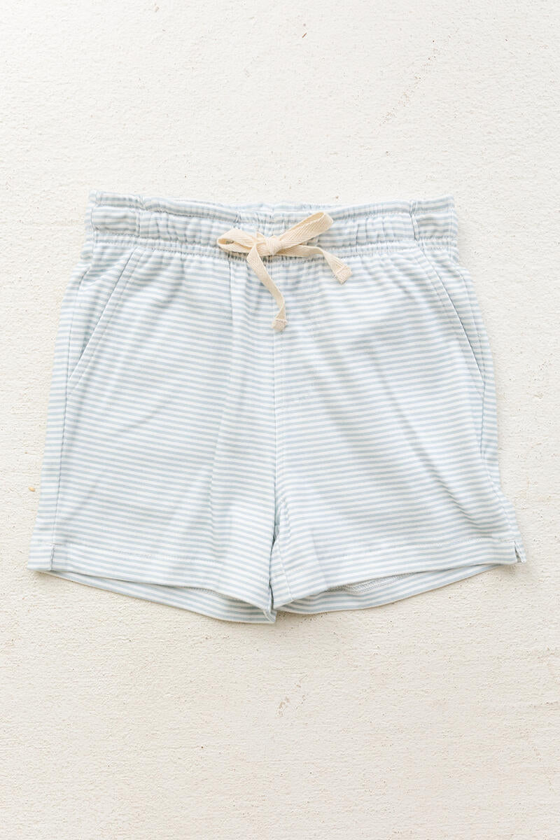 Knit Shorts - Light Blue/White Stripe - Born Childrens Boutique