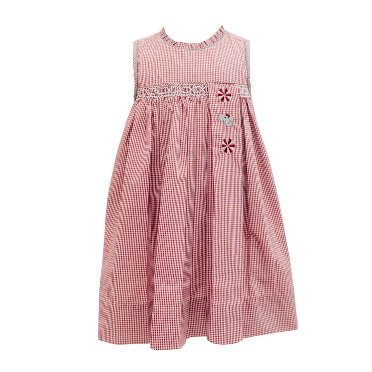 GD25-BAMA.003 Crimson Gingham Spirit Trio Smock Dress - Born Childrens Boutique