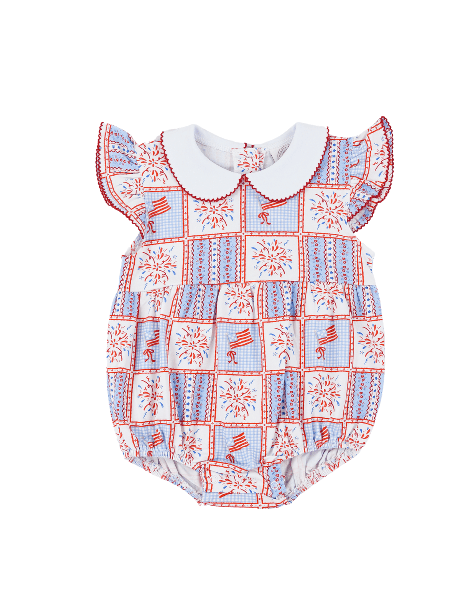 Patriotic Patchwork Penelope Prep Bubble - Born Childrens Boutique