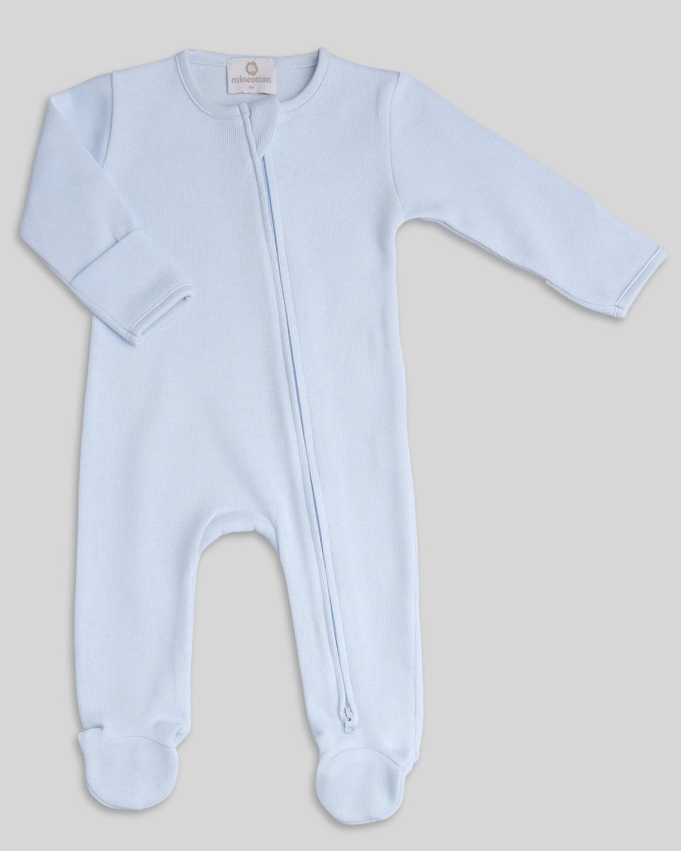 Zipper Footie Indigo Special Knit Blue