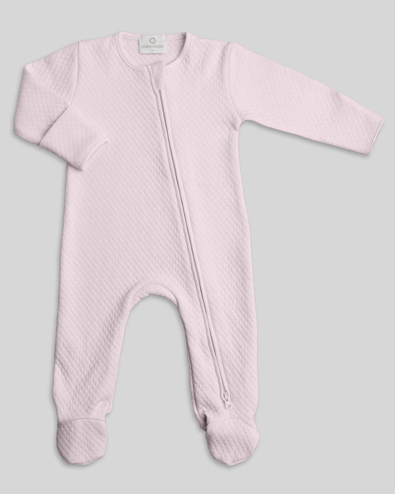 Zipper Footie Indigo Quilted Pink