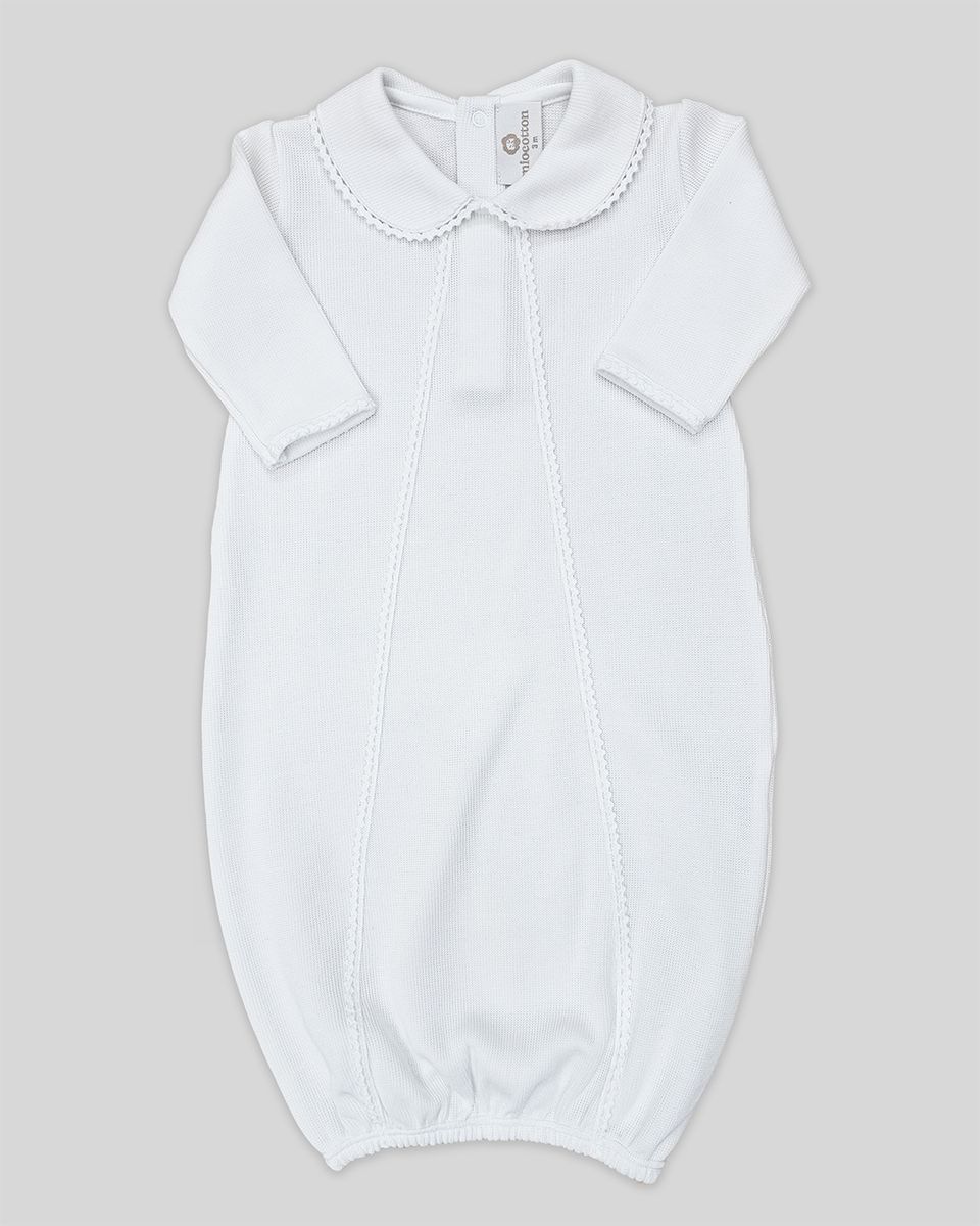 Milen Baby Gown Special Knit White - Born Childrens Boutique