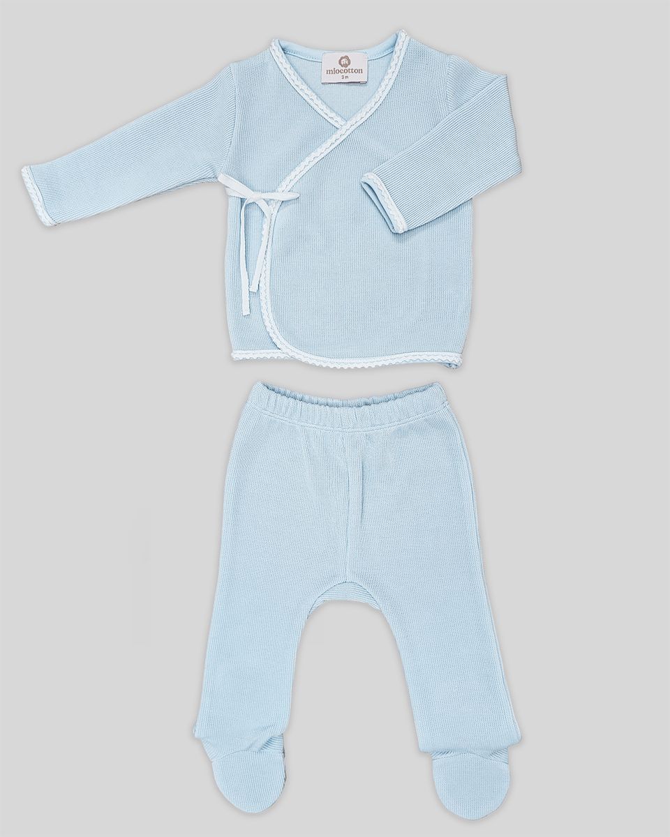 Milen Kimono Set Special Knit Blue - Born Childrens Boutique
