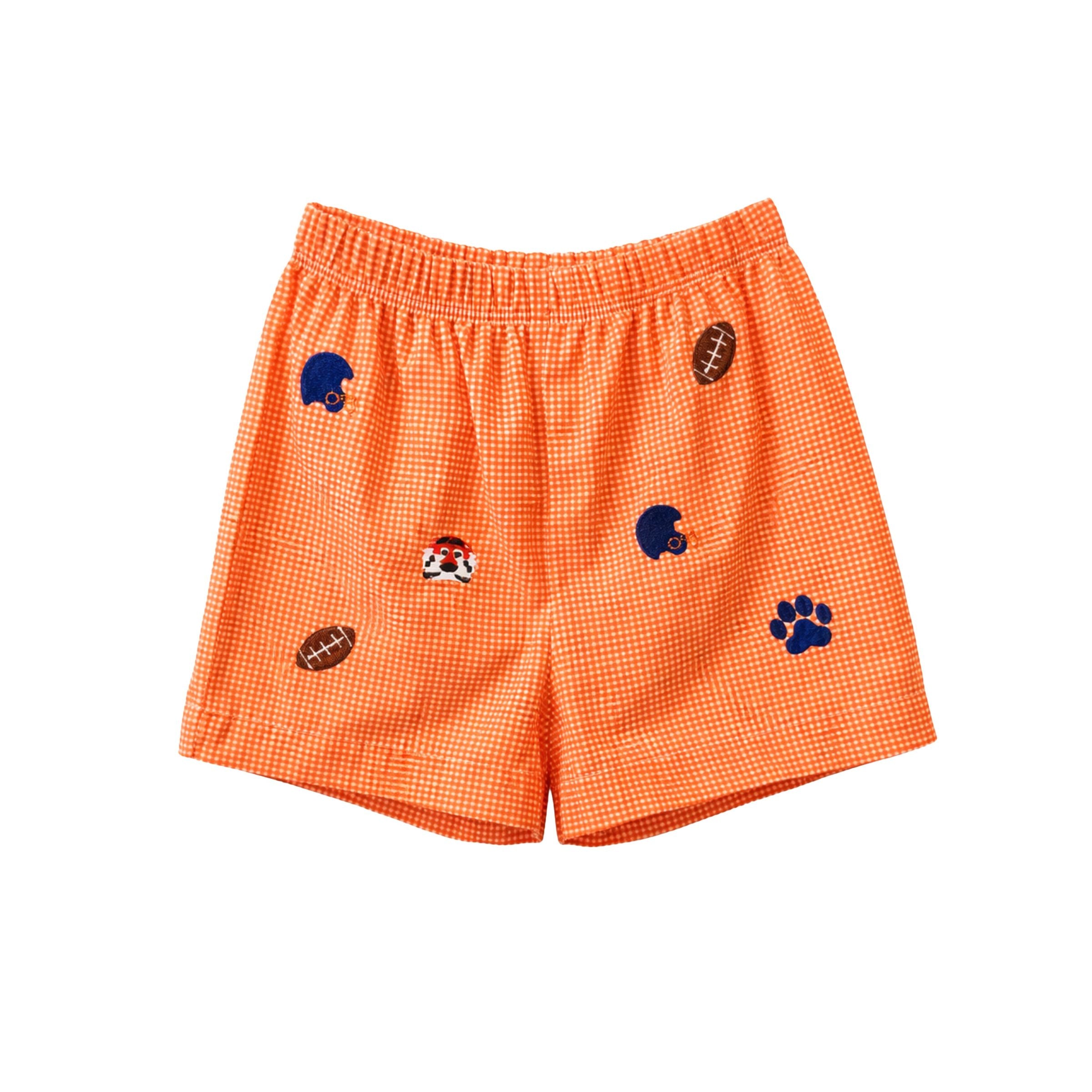 Stephen Pocket Short St Embroidered Orange Navy Tiger - Born Childrens Boutique