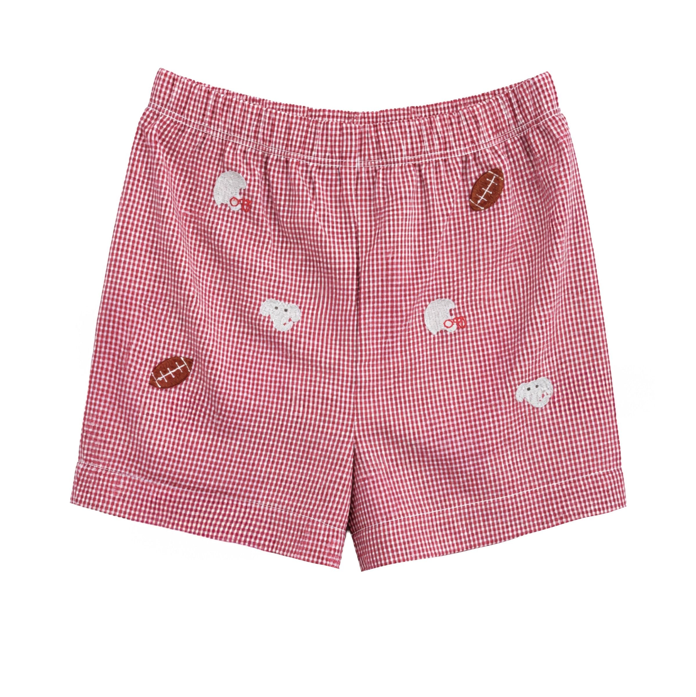 Stephen Pocket Short Set Embroidered Crimson Elephants - Born Childrens Boutique