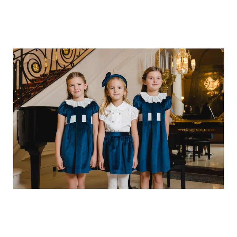 Pre-Order Mysterious Blue Velvet Dress - Born Childrens Boutique
