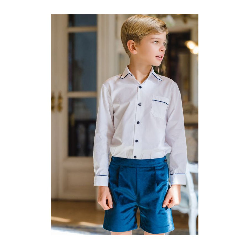 Pre-Order Mysterious Blue Velvet Shorts - Born Childrens Boutique