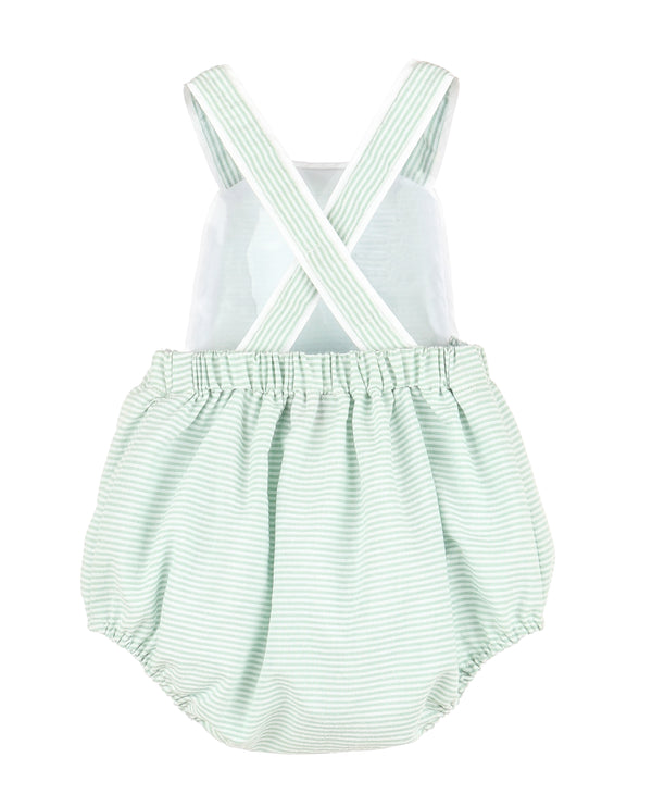 Green Sip & See Stripe Overall - Born Childrens Boutique