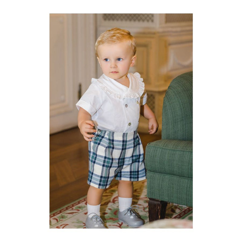 Pre-Order Stone Tartan Boy Set - Born Childrens Boutique
