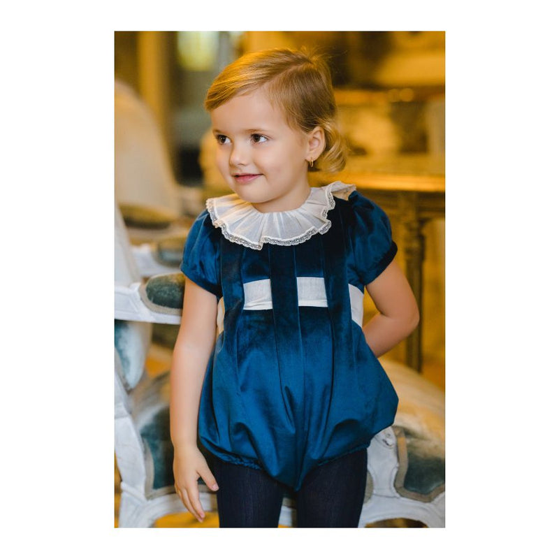 Pre-Order Mysterious Blue Velvet Romper - Born Childrens Boutique