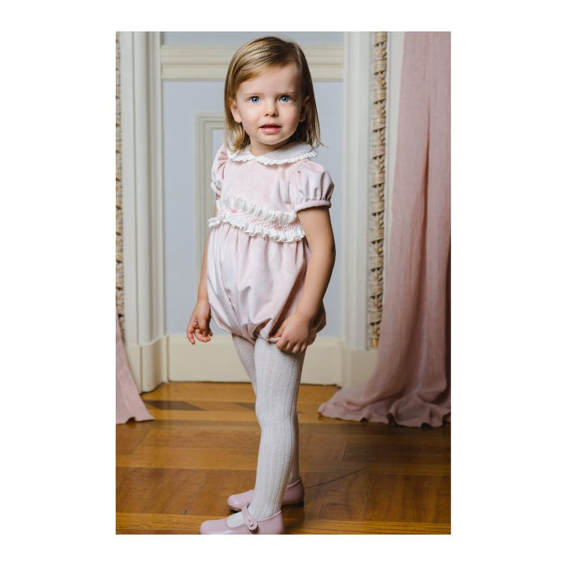 Pre-Order Powder Pink Velvet Romper - Born Childrens Boutique