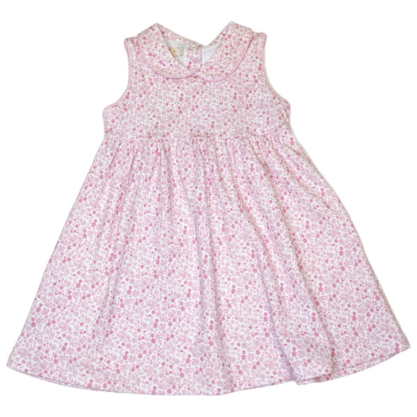 Tiny Flowers Pink Dress w/ Round Collar - Born Childrens Boutique
