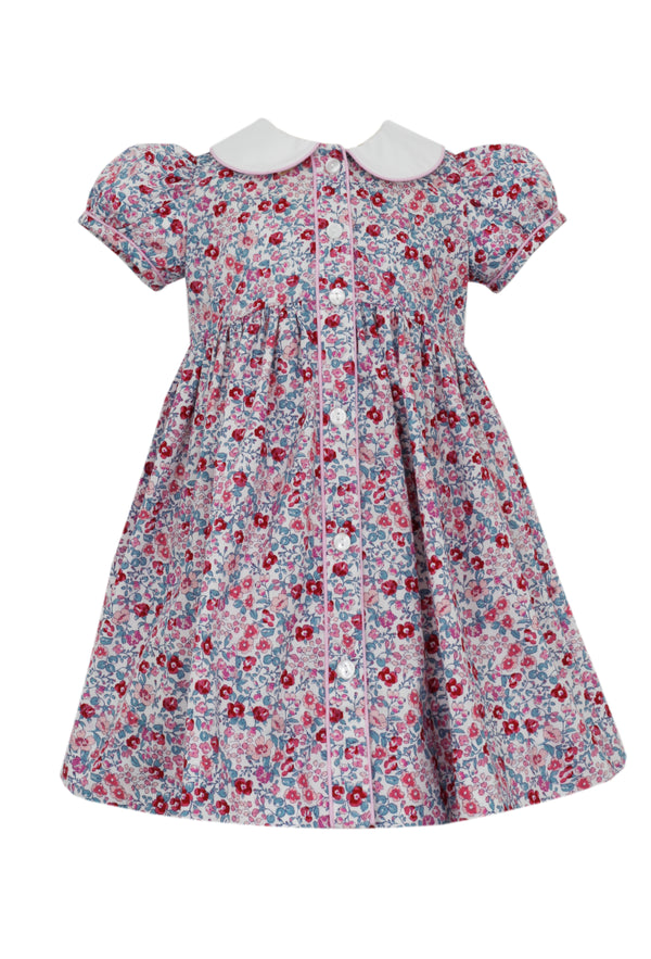Pink Liberty Floral Dress w/Collar - Born Childrens Boutique