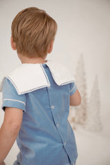 Pre-Order Christian Short Set - Blue Velvet - Born Childrens Boutique