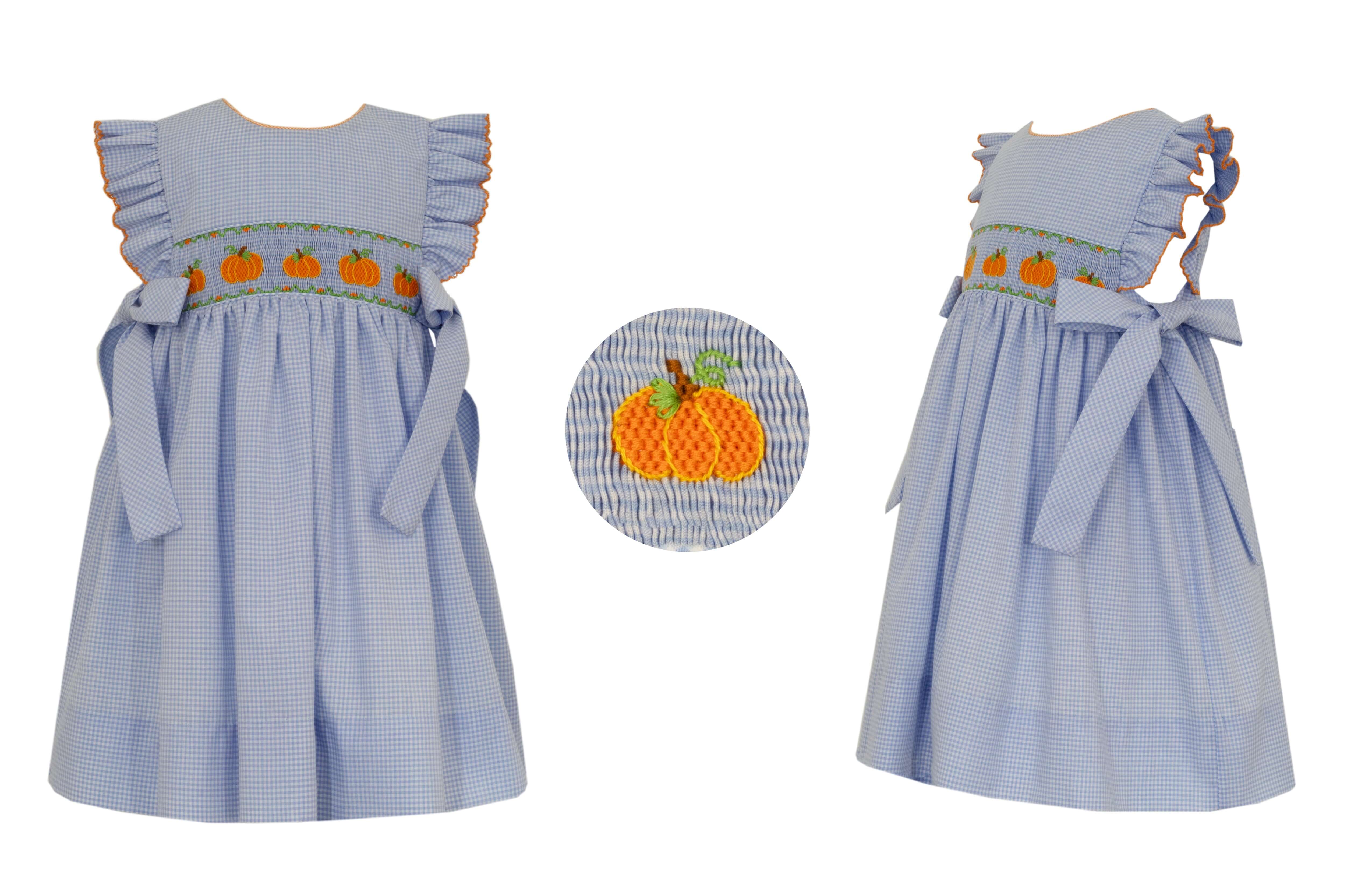Dress w/Side Bows Pumpkins - Born Childrens Boutique