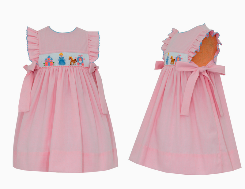 119D SS Pink Micro Check Cinderella Dress - Born Childrens Boutique