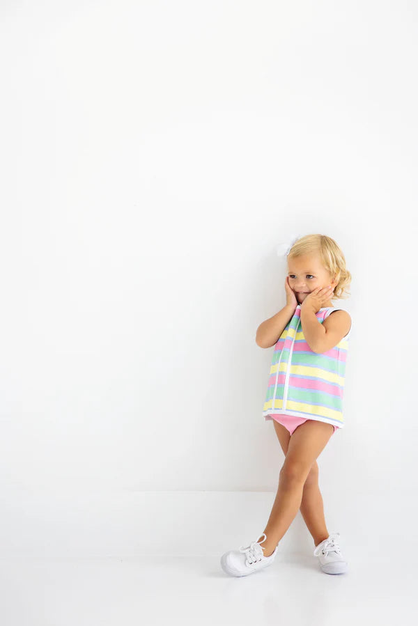 Mary Simms Bloomer Set - Samford Stripe (Hamptons Hot Pink) with Worth Avenue White - Born Childrens Boutique