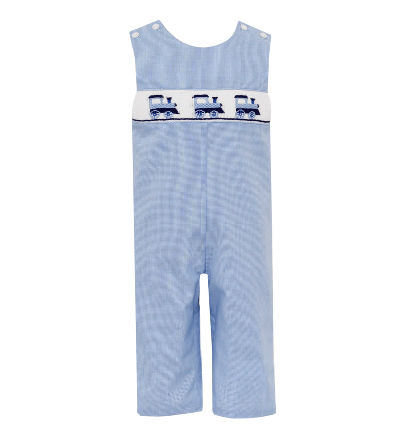 Jon Jon Blue Check Trains - Born Childrens Boutique