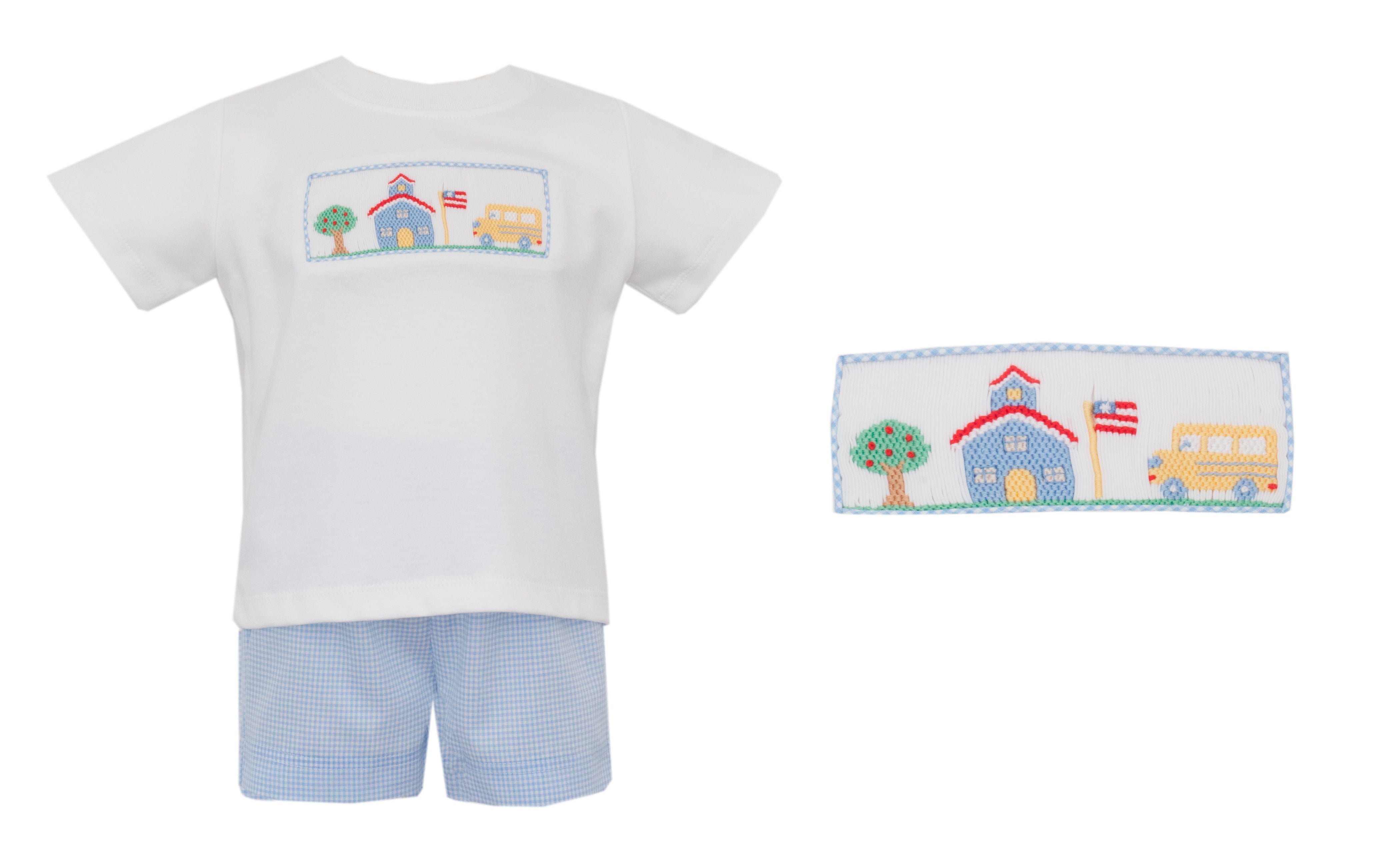 School House Boy Blue Gingham Short Set
