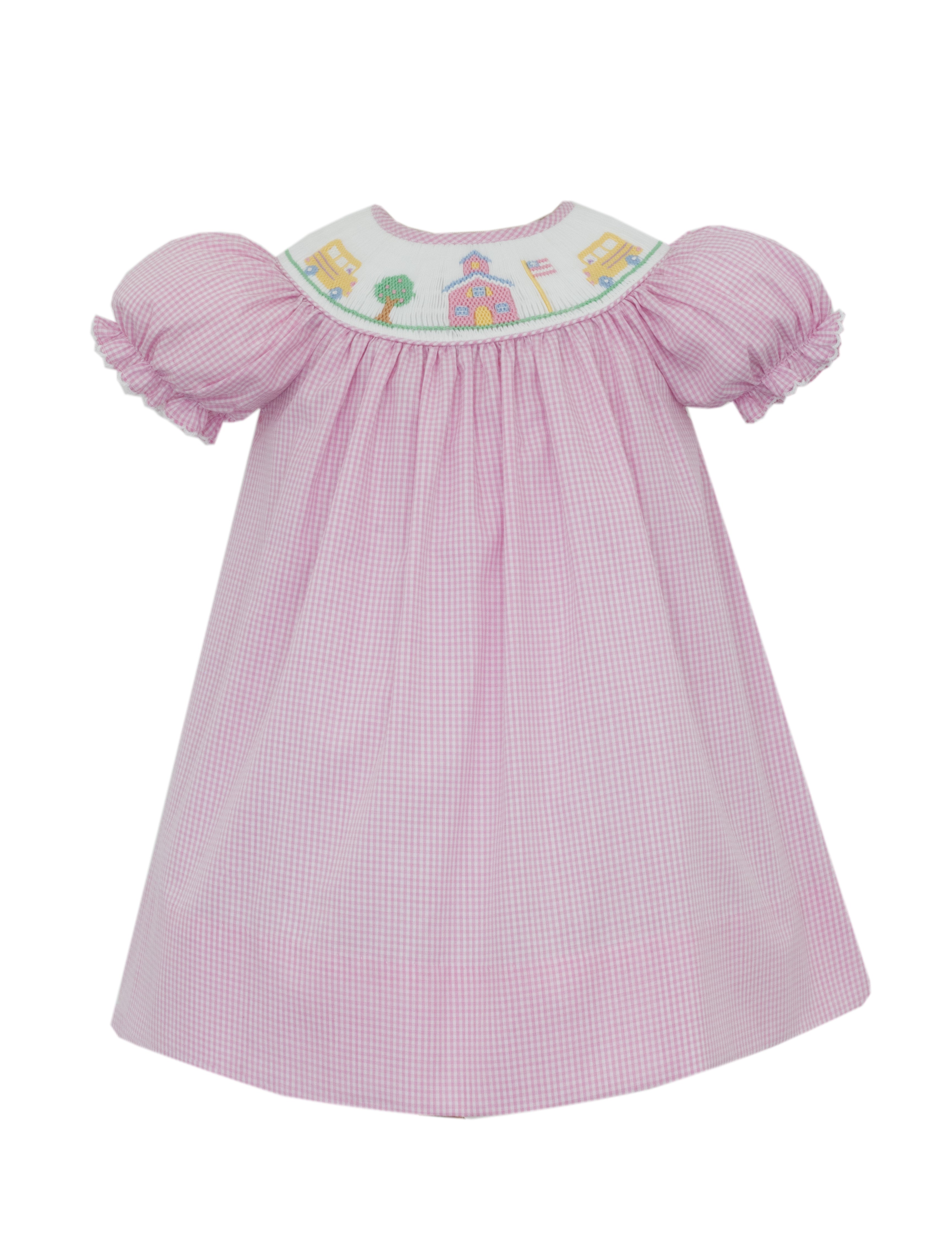 School House Girl Pink Gingham Bishop Dress