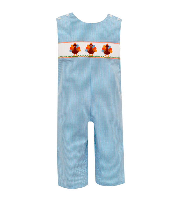 Boy Jon Jon Blue Window Pane Turkeys - Born Childrens Boutique