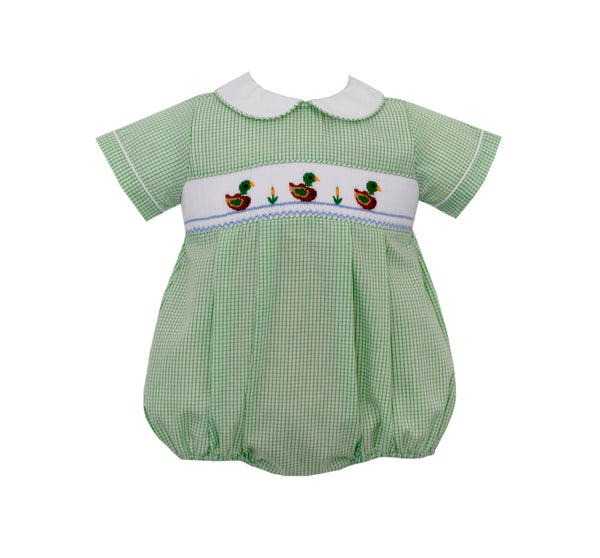 Boy Bubble Green Check Mallard - Born Childrens Boutique