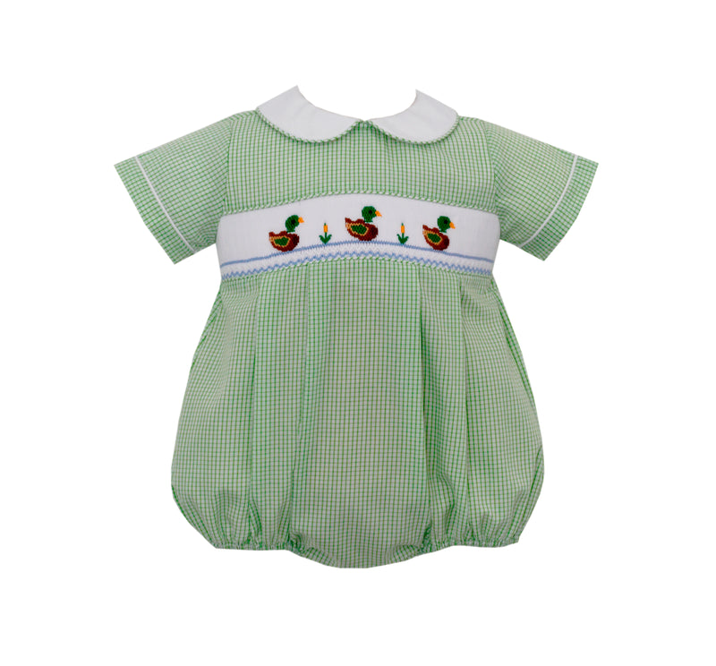 Boy Bubble Green Check Mallard - Born Childrens Boutique