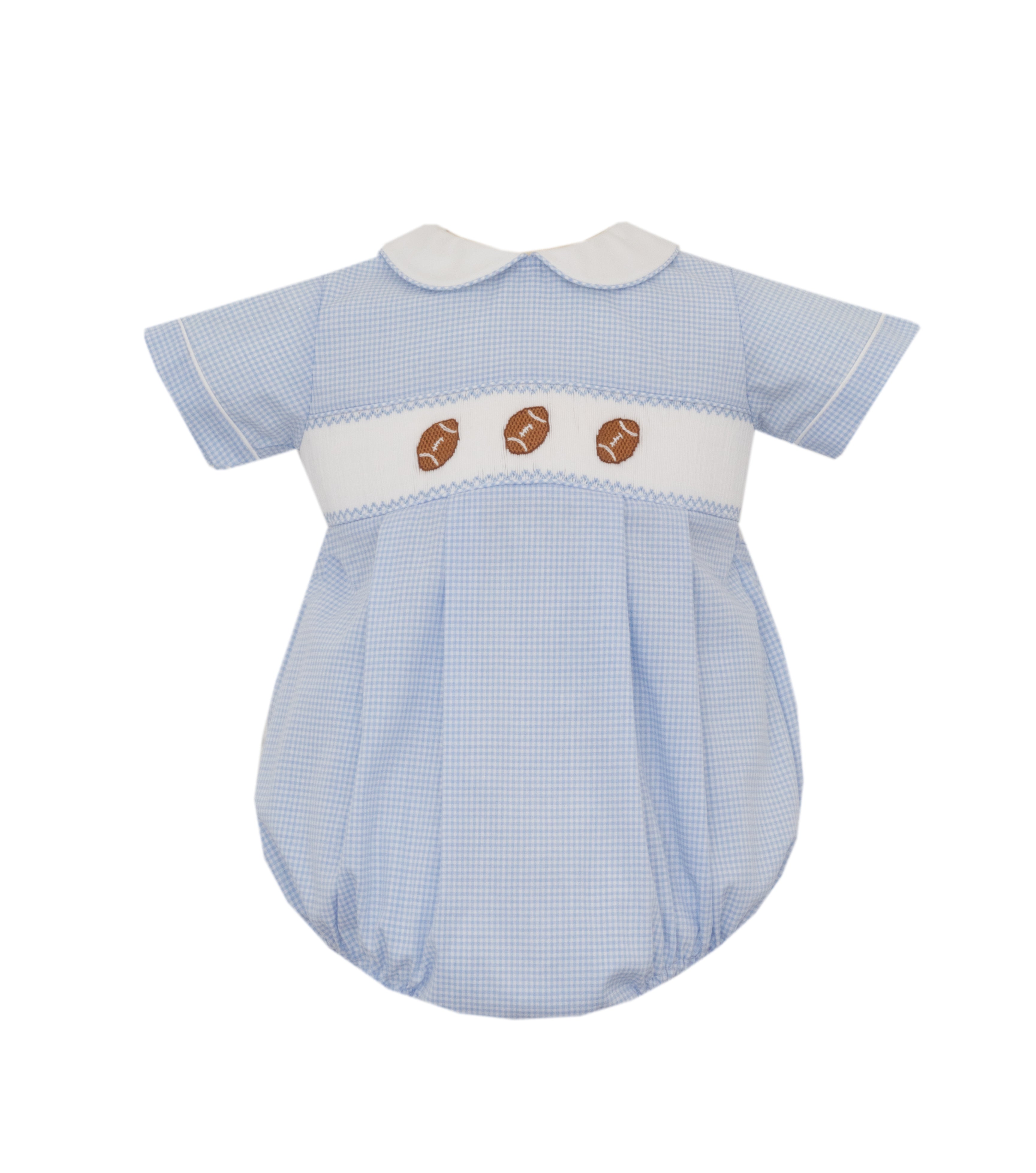 Football Boys Light Blue Gingham Short Bubble