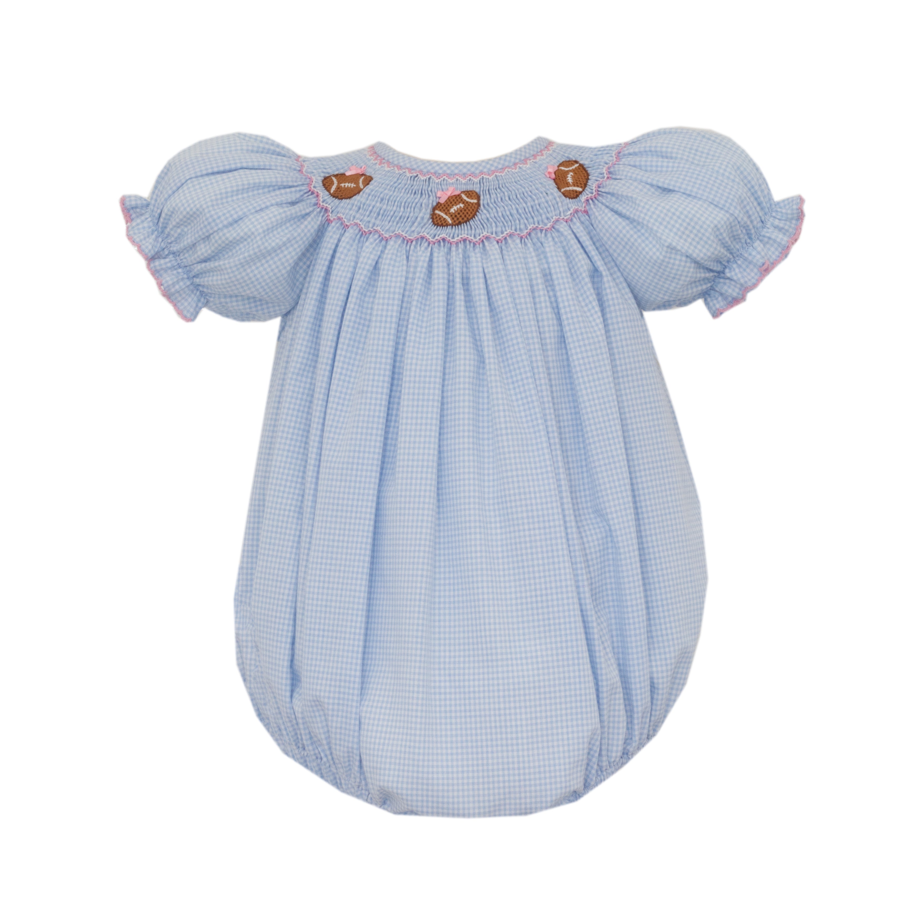 Football Girl Light Blue Gingham Short Bubble