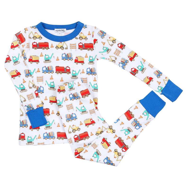 Magnolia Baby Hard at Work Long Pajama Light Blue - Born Childrens Boutique
