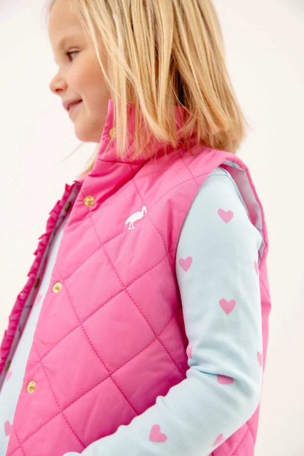 LS Polly Play Dress Heart Eyes (Belhaven Blue) with Winter Park Pink - Born Childrens Boutique