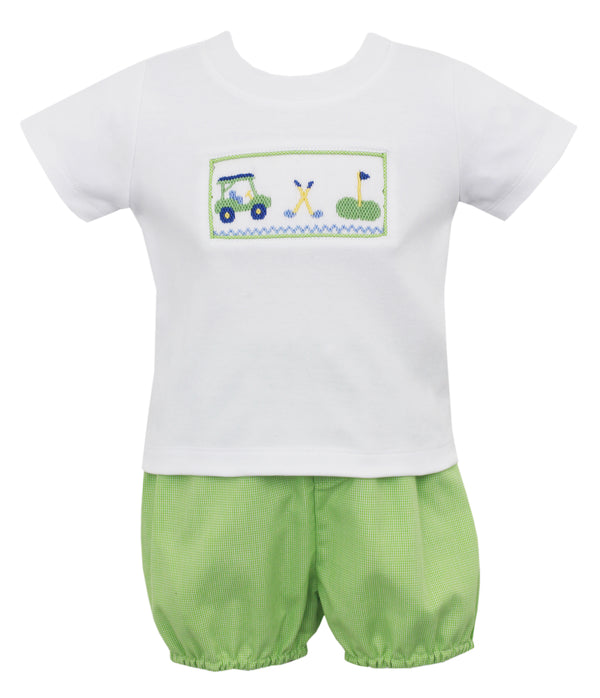 Smocked Boy Golf Bloomer Set - Born Childrens Boutique