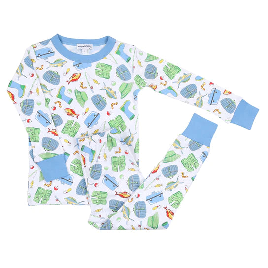 Magnolia Baby Fish All Day Long Pajama Light Blue - Born Childrens Boutique